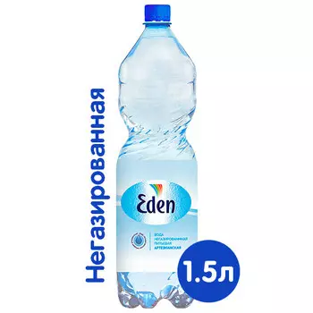 Вода Eden 1,5 литра, без газа, пэт, 6 шт. в уп.