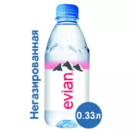 Вода Evian 0.33 литра, без газа, пэт, 24 шт. в уп.