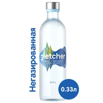 Вода Gletcher родниковая 0.33 литра, без газа, стекло, 20 шт. в уп.