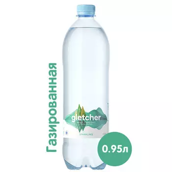 Вода Gletcher родниковая 0.95 литра, газ, пэт, 6 шт. в уп.