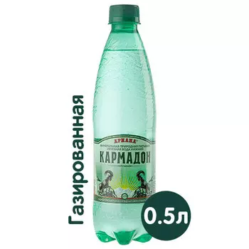 Вода Нижний Кармадон 0.5 литра, газ, пэт, 6 шт. в уп.