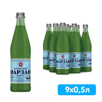 Вода Нарзан Тавриды (Феодосийская) 0,5 литра, газ, пэт, 9 шт. в уп.