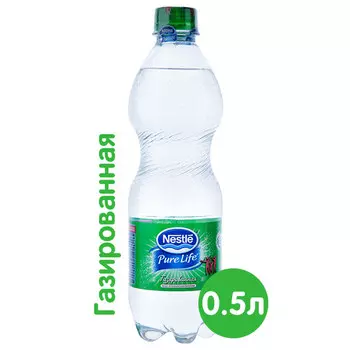 Вода Nestle Pure Life артезианская 0.5 литра, газ, пэт, 12 шт. в уп.