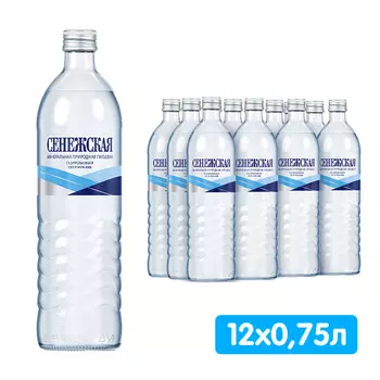 Вода Сенежская 0.75 литра, газ, стекло, 12 шт. в уп.