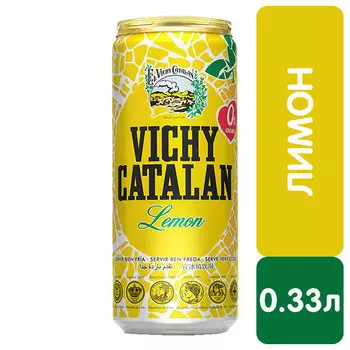 Вода Vichy Catalan Lemon 0.33 литра, газ, ж/б, 6 шт. в уп.