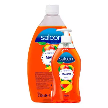 Жидкое мыло с дозатором Saloon манго 400 мл + запасной флакон 750 мл