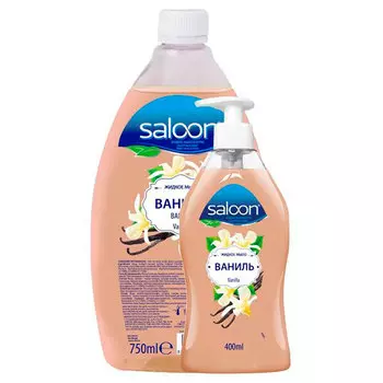 Жидкое мыло с дозатором Saloon ваниль 400 мл + запасной флакон 750 мл