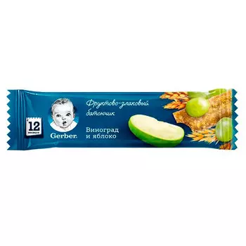 Злаковый батончик Gerber Яблоко и виноград 25 гр