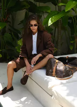 Бермуды изо льна - Коричневые