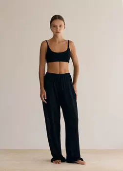 Брюки Comfort Fit из льняного трикотажа - Чёрные