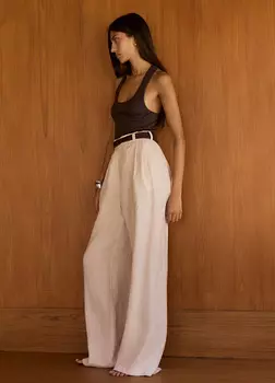 Брюки изо льна - Бежевые