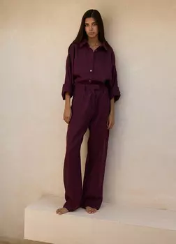 Брюки изо льна - Бордовые