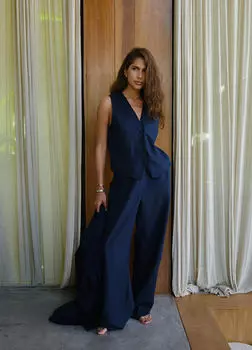 Брюки изо льна - M - Blueberry