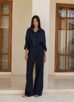 Брюки изо льна - Синие