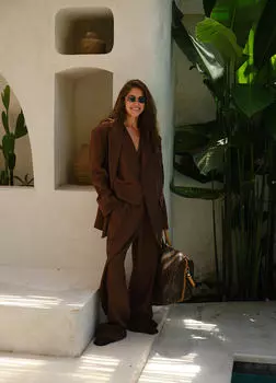 Брюки изо льна - XS - Brown