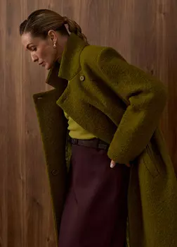 Двубортное пальто Gentlewomen из итальянской шерсти - Зелёное