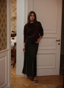 Юбка по косой Diana длины миди - M-L - Black