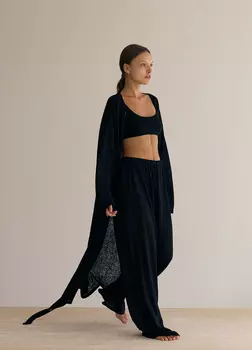 Кардиган из льняного трикотажа - Чёрный