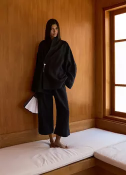 Костюм Kyoto изо льна: кимоно + кюлоты - Чёрный