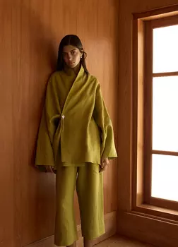 Костюм Kyoto изо льна: кимоно + кюлоты - Зелёный