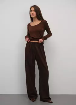 Лонгслив из тонкой шерсти, chocolate - XS-S