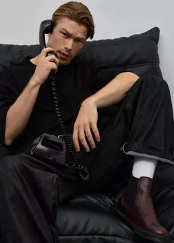 Мужская базовая футболка из плотного хлопка - S-M - Чёрный