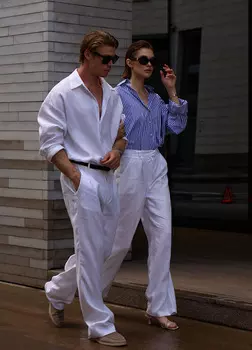 Мужские брюки изо льна - Белые