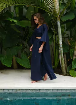 Платье-кимоно удлинённое, blueberry - Onesize