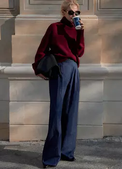 Прямые брюки из денима, vintage blue - S