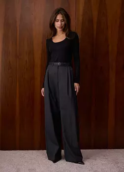 Прямые брюки из итальянской шерсти - Серые