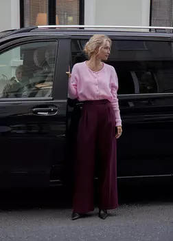 Прямые брюки из итальянской шерсти, wine - M