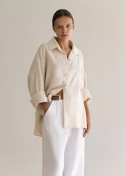 Рубашка изо льна - Бежевая