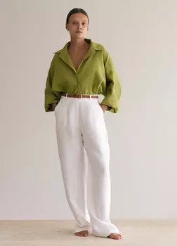 Рубашка изо льна - Зелёная