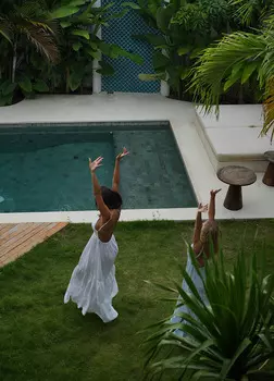 Сарафан изо льна с открытой спиной, white - Onesize