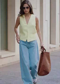 Жилет изо льна, lemon - M-L