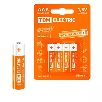 Элементы питания TDM LR03 AAA Alkaline 1,5V BP-4