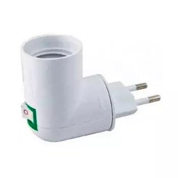 Переходник TDM вилка-Е27 с выключателем белый (аналог SBE-A-L-E27)