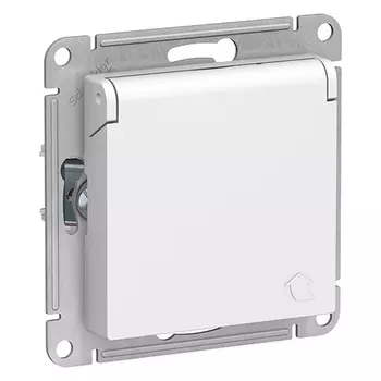 Розетка Schneider Electric AtlasDesign с/з со шторками с крышкой, 16А, белая, механизм