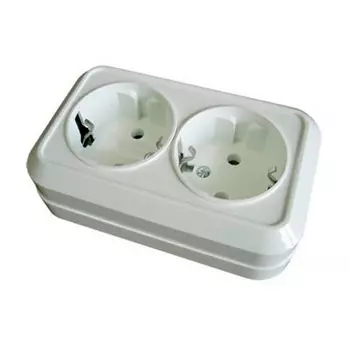 Розетка TDM Ладога двойная 2П+3 открытой установки IP20 16А, белая