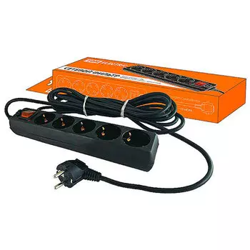 Сетевой фильтр TDM СФ-05В выключатель, 5 гнезд, 1,5метра, с заземлением, ПВС 3х1мм2