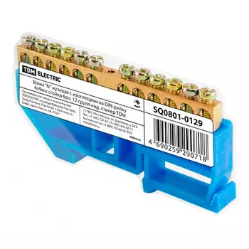 Шина нулевая с изолятором на DIN-рейку 6x9мм 12 групп TDM