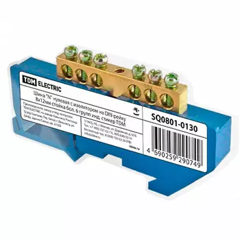 Шина нулевая с изолятором на DIN-рейку 8x12мм стойка бол. 6 групп TDM