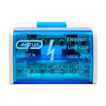 Шина нулевая в корпусе TTD 2х15N Энергия (синяя)