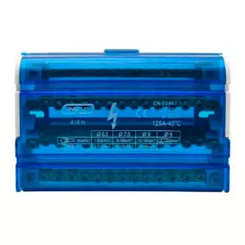 Шина нулевая в корпусе TTD 4 х 15N Энергия (синяя), 50 шт