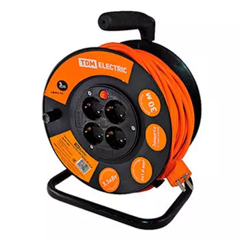 Удлинитель TDM силовой УКз16-004 IP44 4 места/30м ПВС 3х1,5