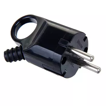 Вилка TDM угловая с ушком с/з черная 16А 250В (аналог SBE-16-P03-b)