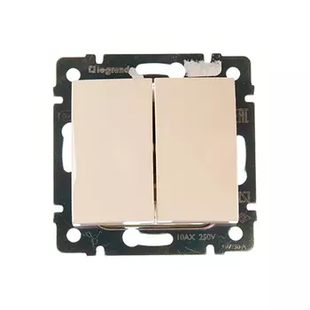 Выключатель Legrand Valena 2-клавишный 10A слоновая кость