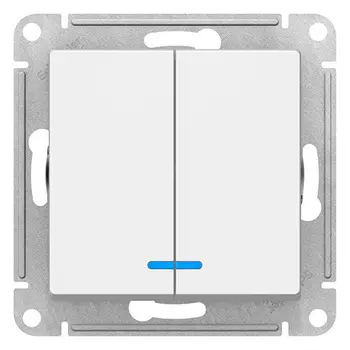 Выключатель SE AtlasDesign 2-клавишный с подсветкой, сх.5а, 10АХ, белый, механизм