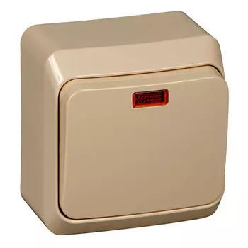 Выключатель SE Этюд 1-клавишный 10А наружный с индикацией кремовый