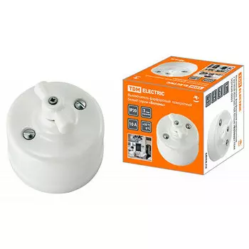 Выключатель TDM Болонь фарфоровый поворотный с ручкой (бантик) 10А белый